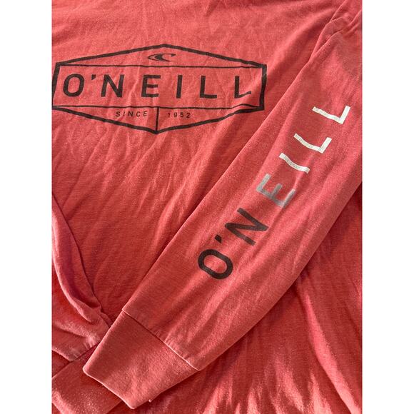 O'Neill Long Sleeve Surfing Tshirt Large Red Logo On Chest and Left Sleeve - Picture 2 of 4